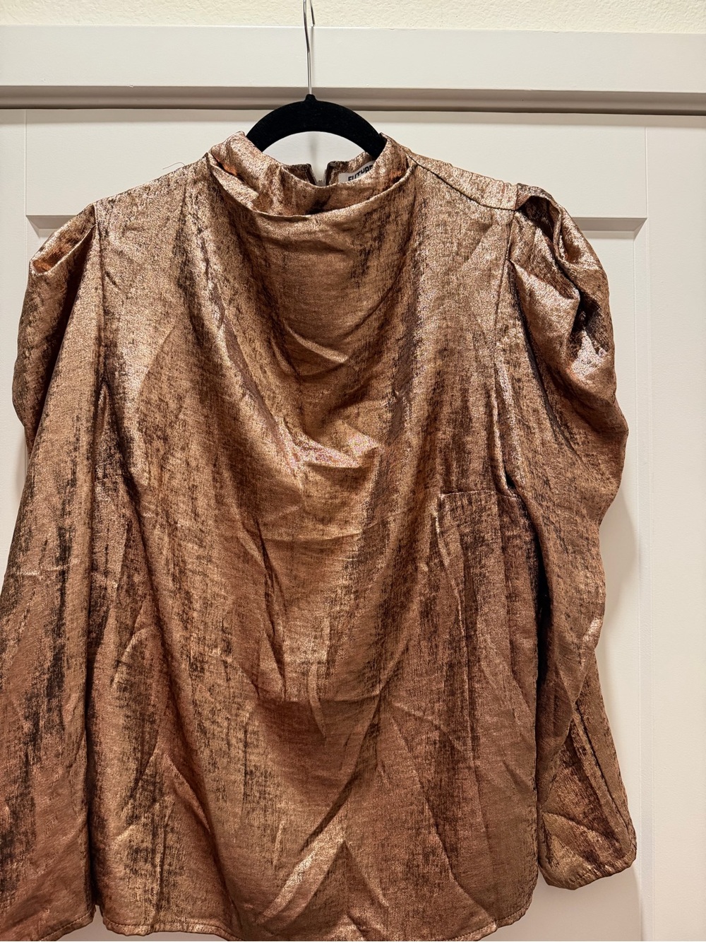 KBB Future Collective Metallic Bronze Puff Sleeve Blouse